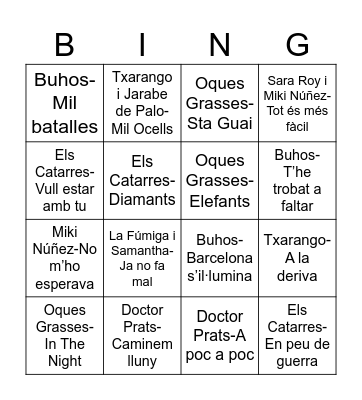 Bingo Musical Bingo Card