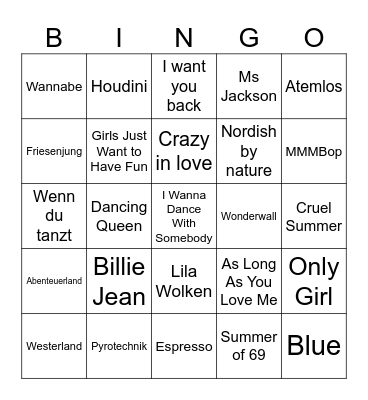 Kathi's Disco Bingo Card