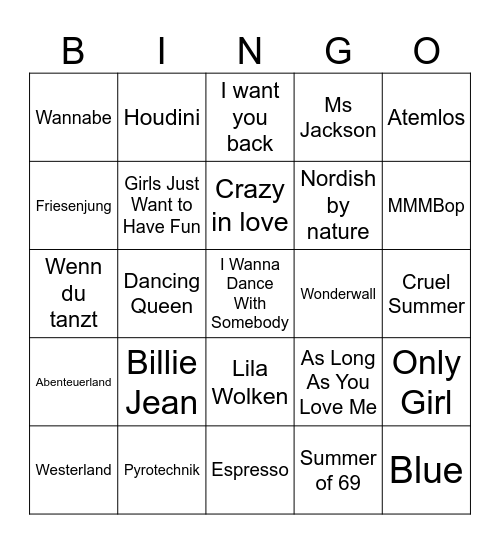 Kathi's Disco Bingo Card