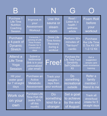 Training BINGO Card