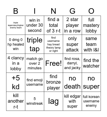 R-T's Paint Brawl Bingo Card