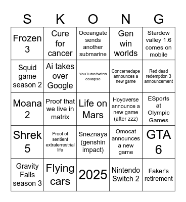 Things to happen before Silksong release Bingo Card