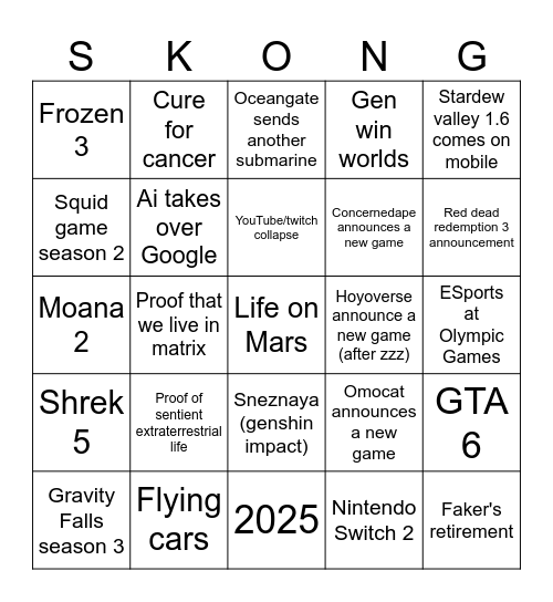 Things to happen before Silksong release Bingo Card