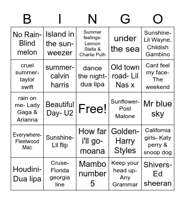 Summer Bingo Card