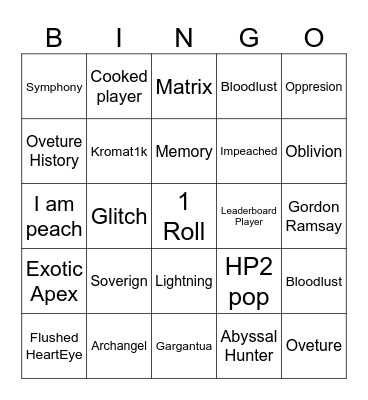 SOLS RNG BINGO Card