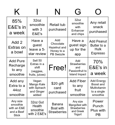KINGO Bingo Card