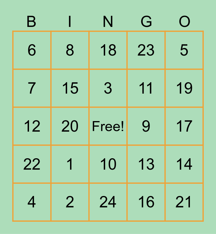 430 Bingo Card