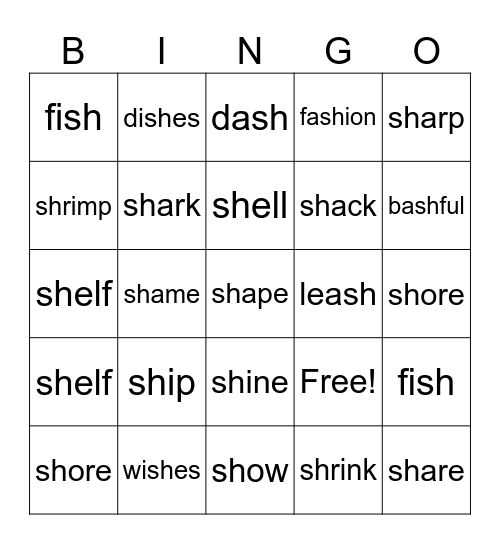 SH Bingo Card