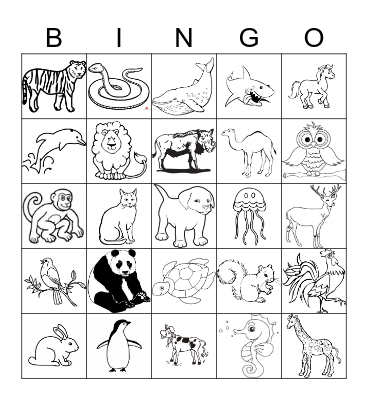 ANIMALS Bingo Card