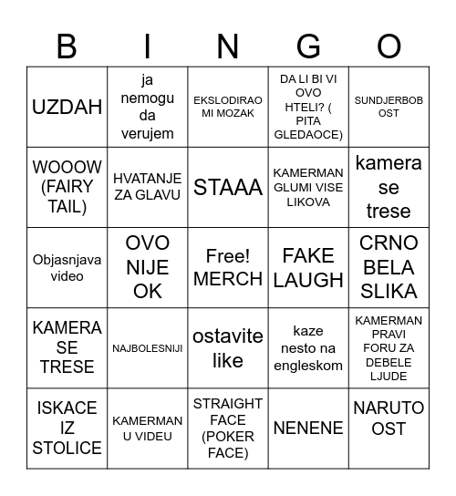 Dex Rock BINGO Card