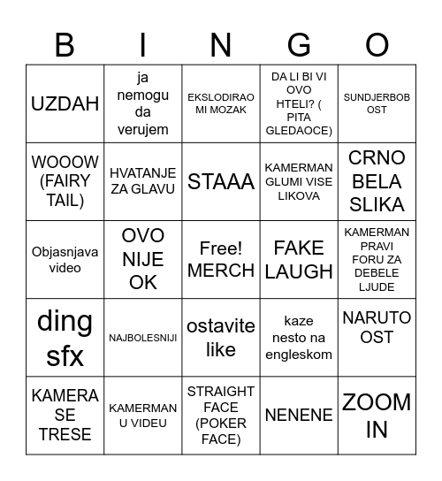 Dex Rock BINGO Card