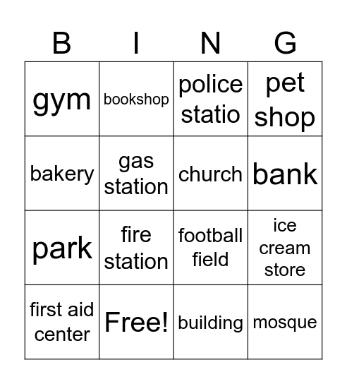 Neighborhood Bingo Card