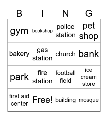 Neighborhood Bingo Card