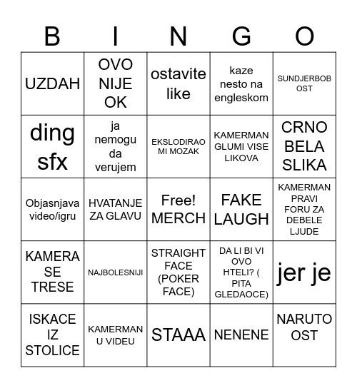 Dex Rock BINGO Card