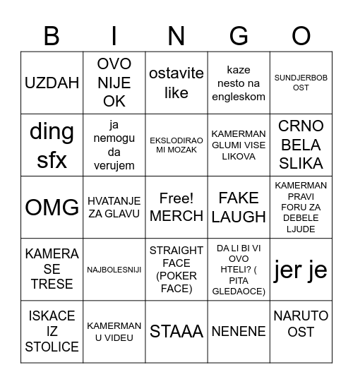 Dex Rock BINGO Card