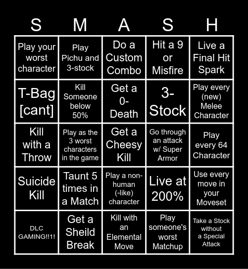 Smash Bingo Card