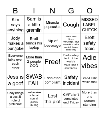 Quality BINGO! Bingo Card