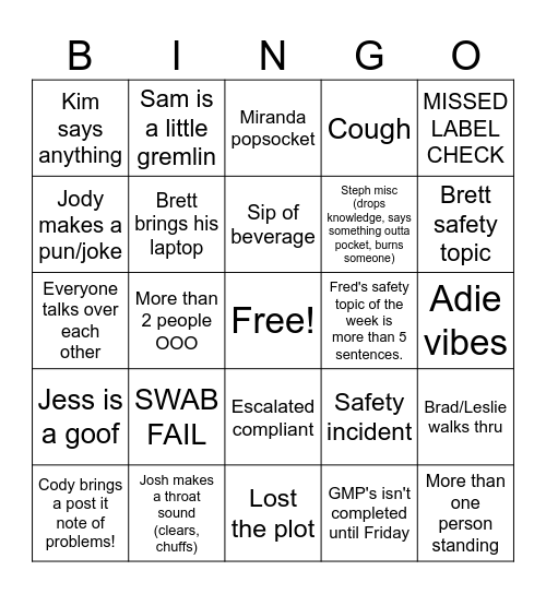 Quality BINGO! Bingo Card