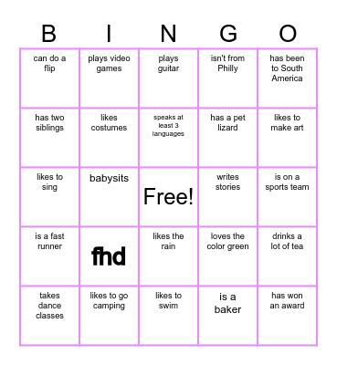 Find Someone Who... Bingo Card