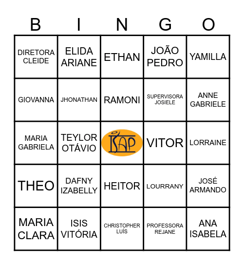 BINGO DOS NOMES 5º ANO EDUCAÇÃO INTEGRAL Bingo Card