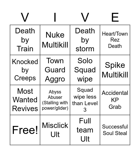 Vive-Bingo Card