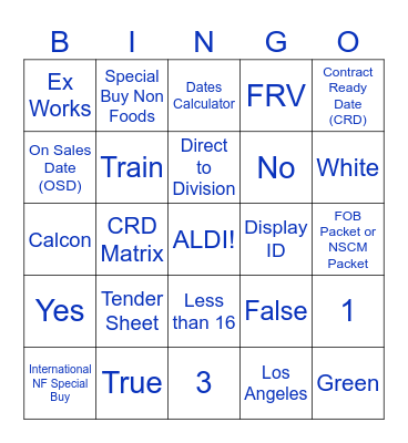 NF Logistics BINGO Card