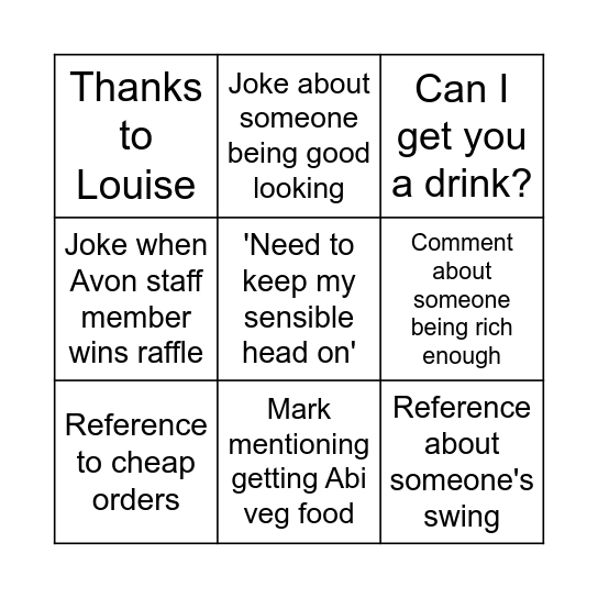 Abi and Lucas Bingo Card