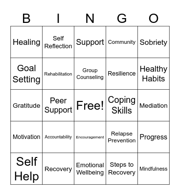 Recovery BINGO Card