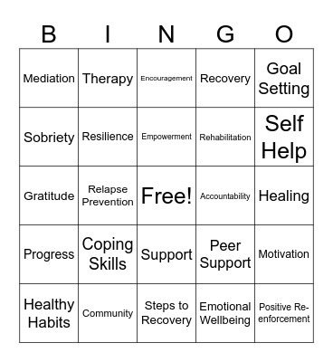 Recovery BINGO Card