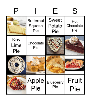 Happy National Pie Day Bingo Card