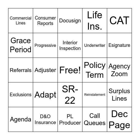 Lingo Bingo Card