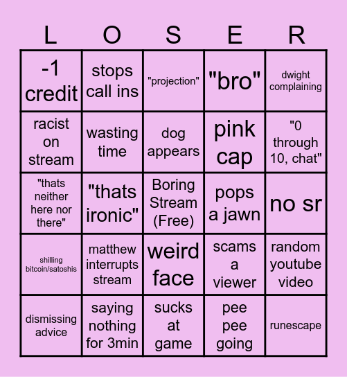 Anthony Vizoso Bingo Card