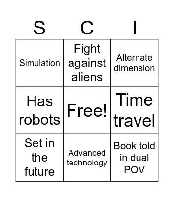 Sci Fi Bingo Card