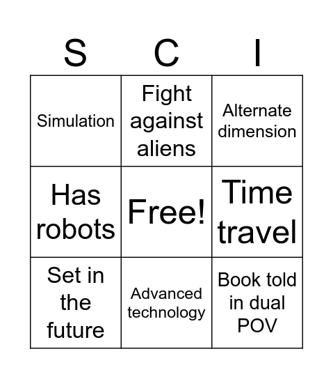 Sci Fi Bingo Card