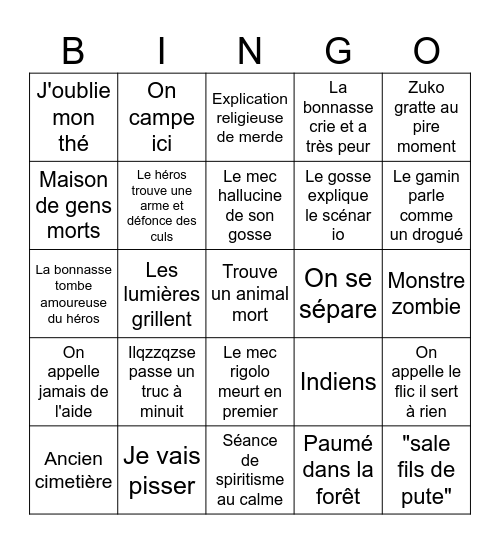 Bingo film d'horreur Bingo Card