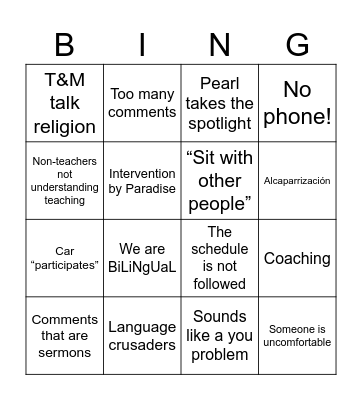 Ilegal Bingo Card