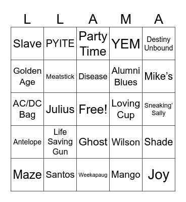 DC Bingo Card