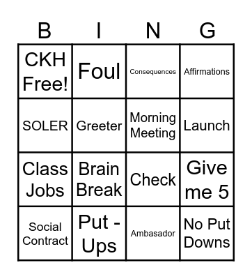 CKH Bingo Card