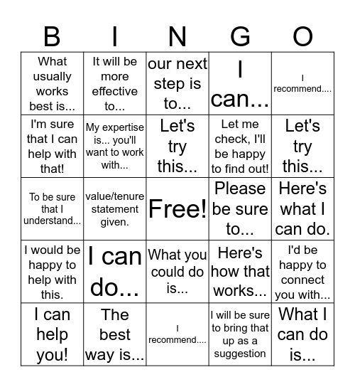 WIG Bingo Card