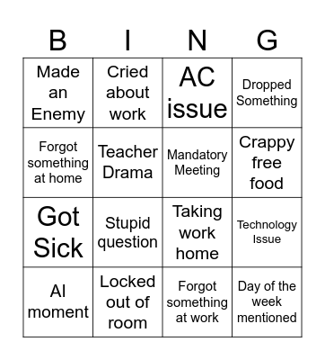 Pre-Planning Bingo Card