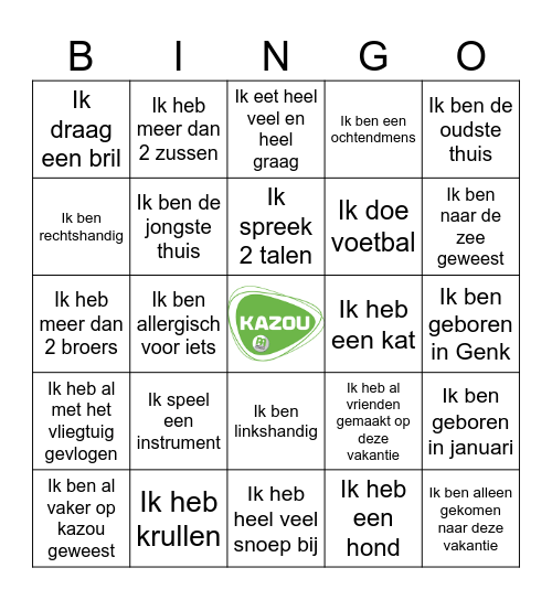 Vrienden Bingo Card