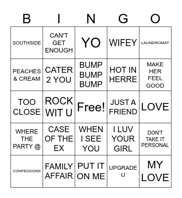 2000's R&B Bingo Card