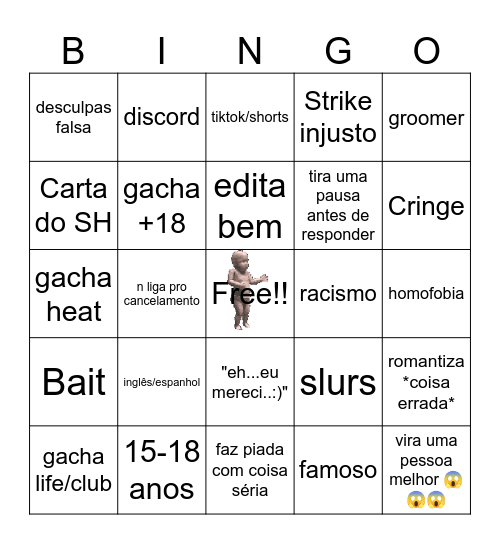 Gacha (cancelled) creator Bingo Card