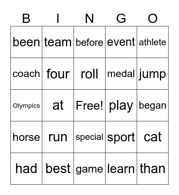 We Are a Team Sight words Bingo Card