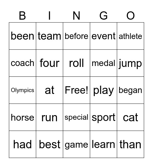 We Are a Team Sight words Bingo Card