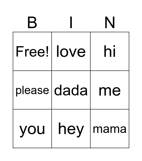 hello bingo Card