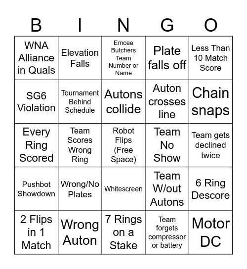 MoA Bingo Card