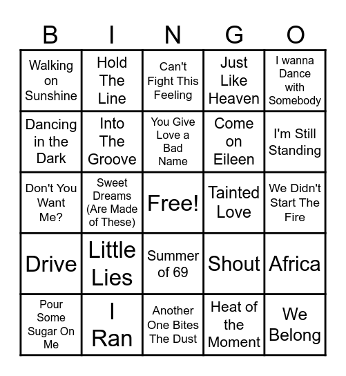 80's 90's Pool Party Bingo Card