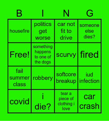 what could go wrong Bingo Card