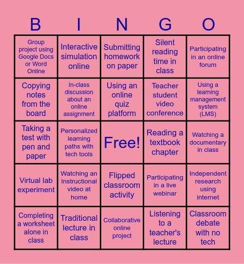 BLENDED LEARNING BINGO Card